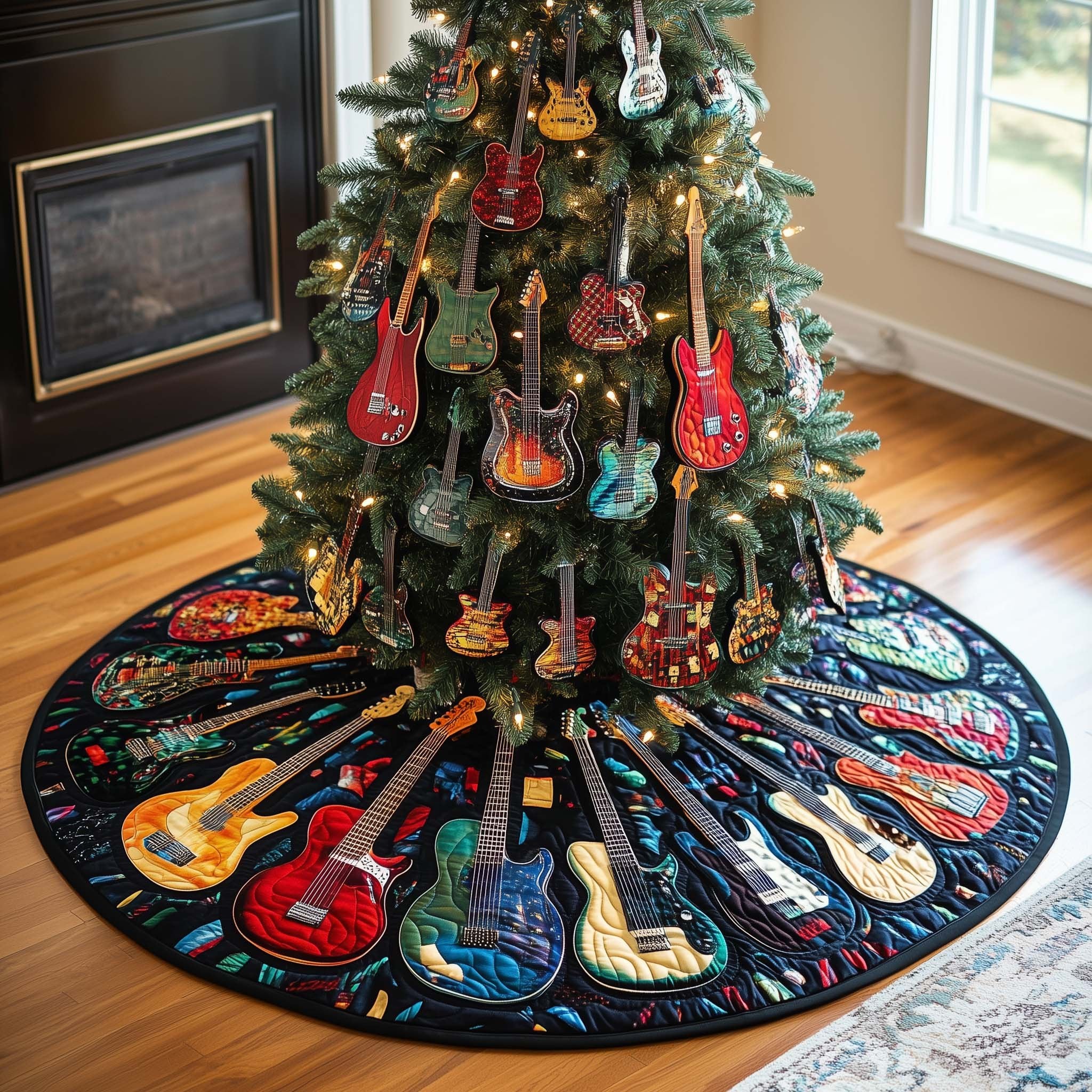 Guitar Forest Christmas Tree Skirt