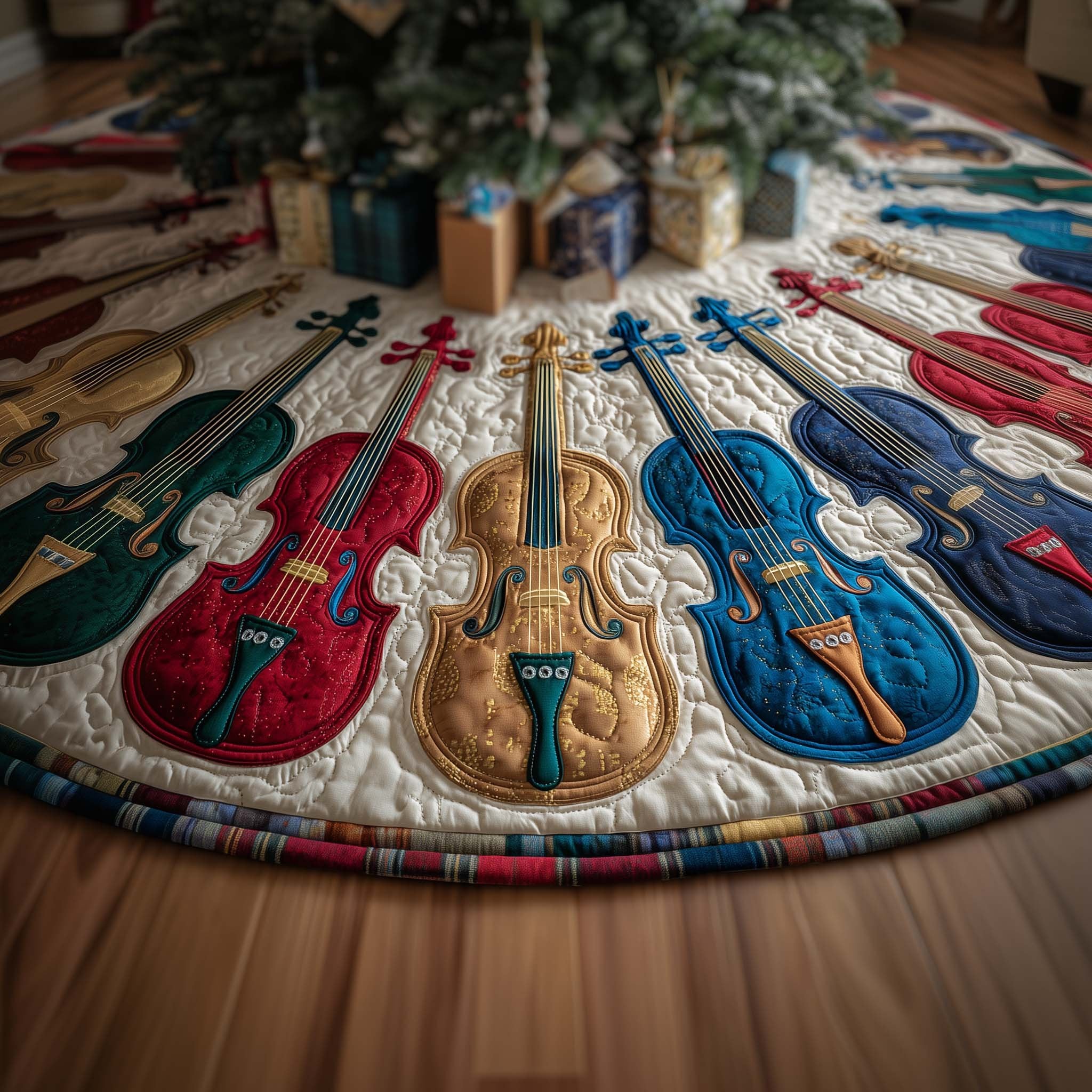 Color Violins Christmas Tree Skirt
