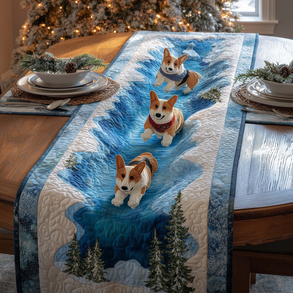 Corgi Glacier Table Runner