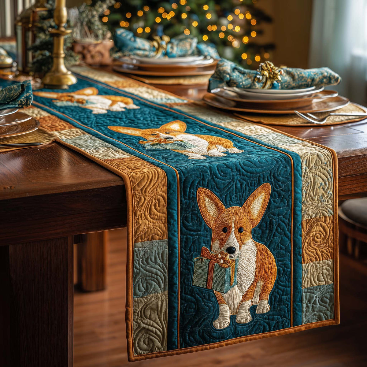 Corgi Parcel Table Runner
