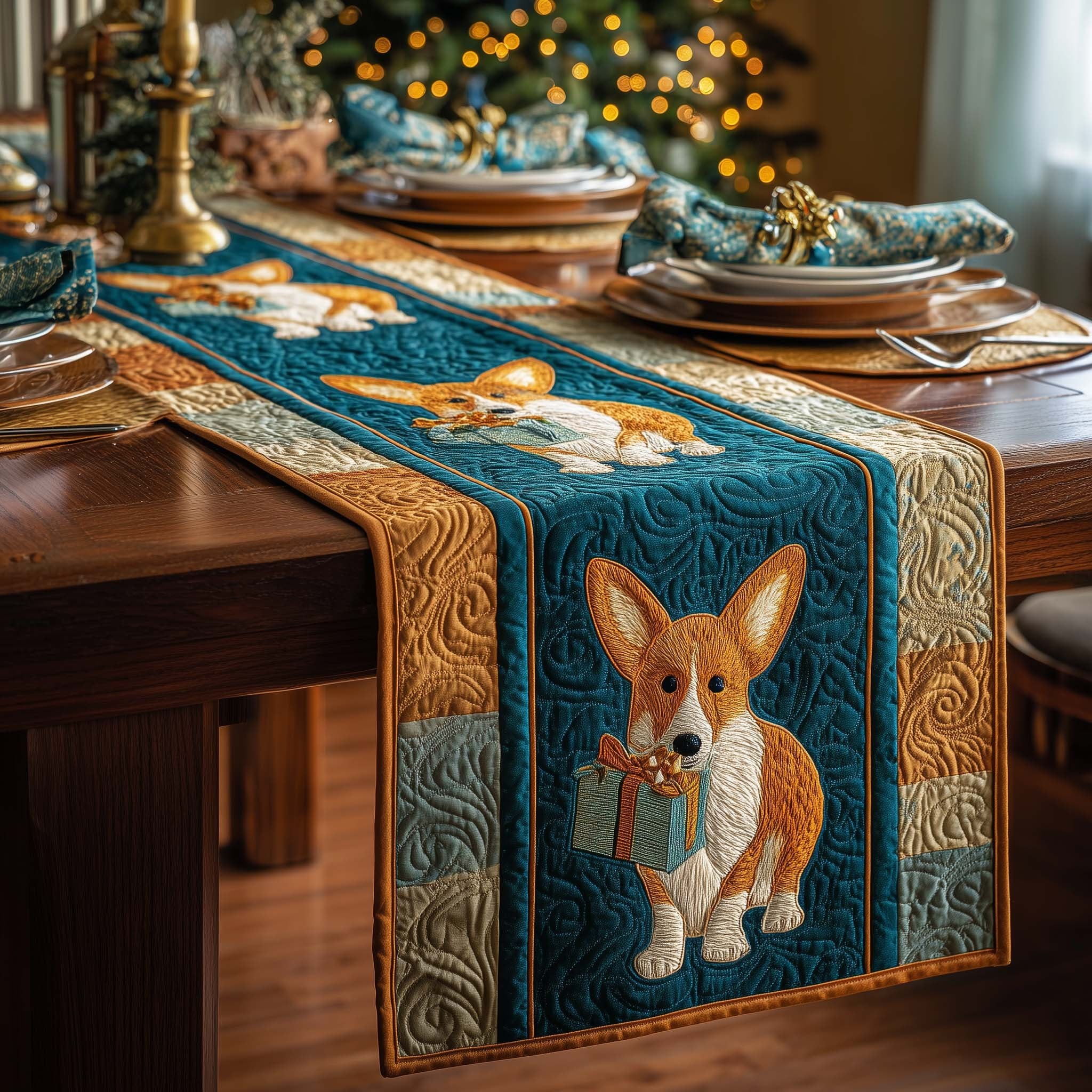 Corgi Parcel Table Runner