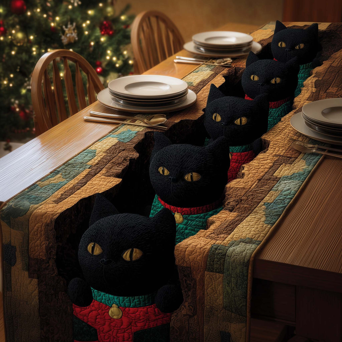 Festive Cats Table Runner