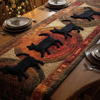 Black Cats on Warm Mandala Table Runner