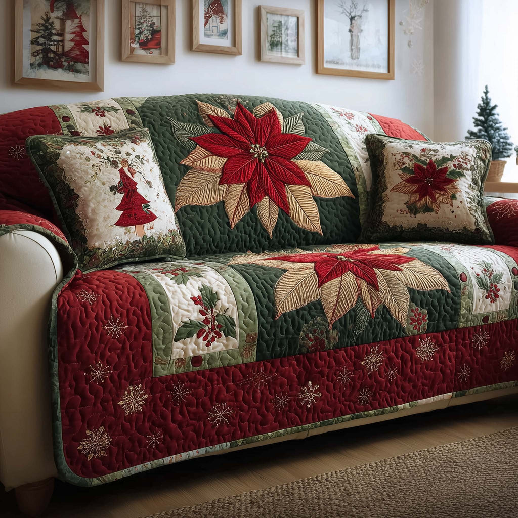 Poinsettia Bloom Sofa Cover