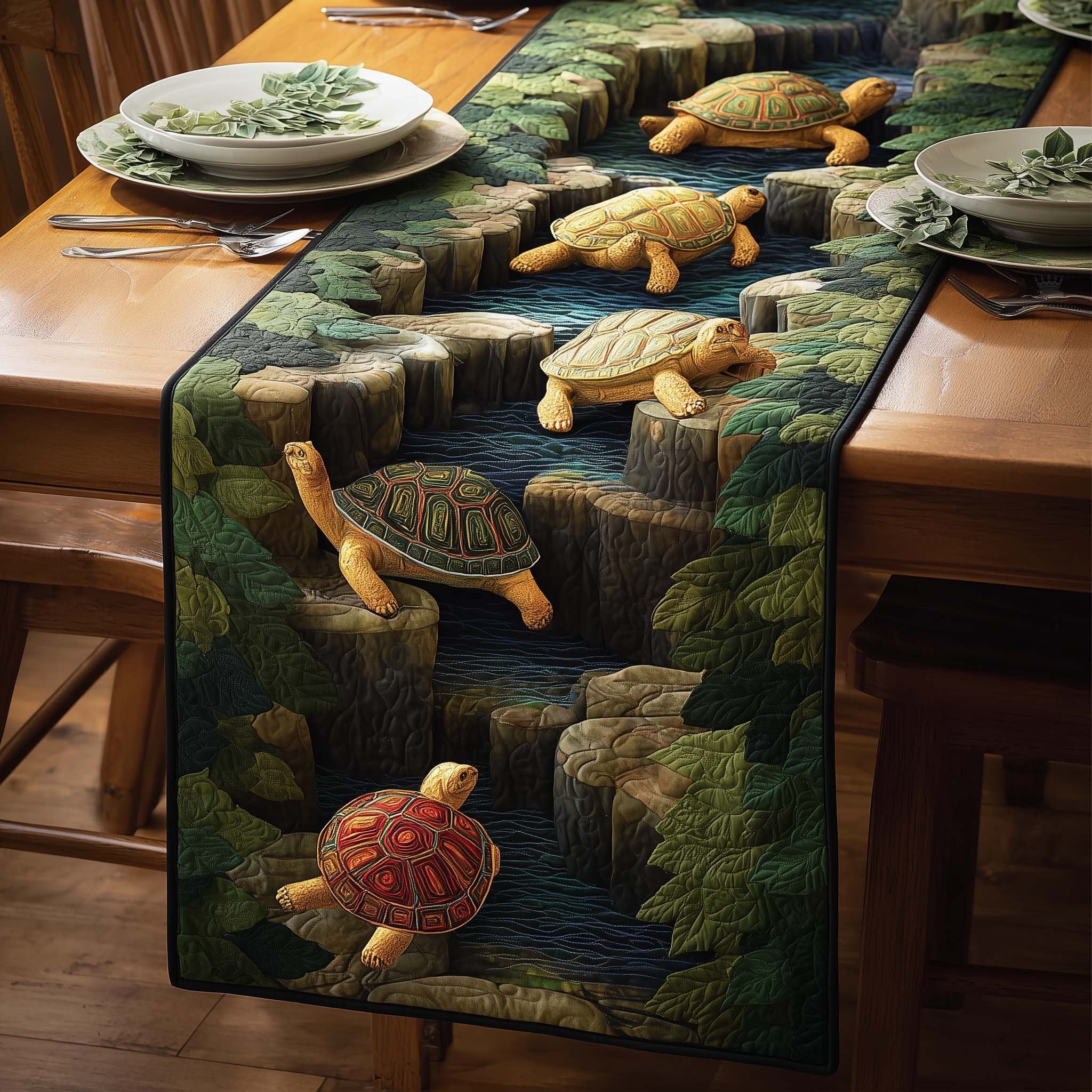 River Turtles Table Runner