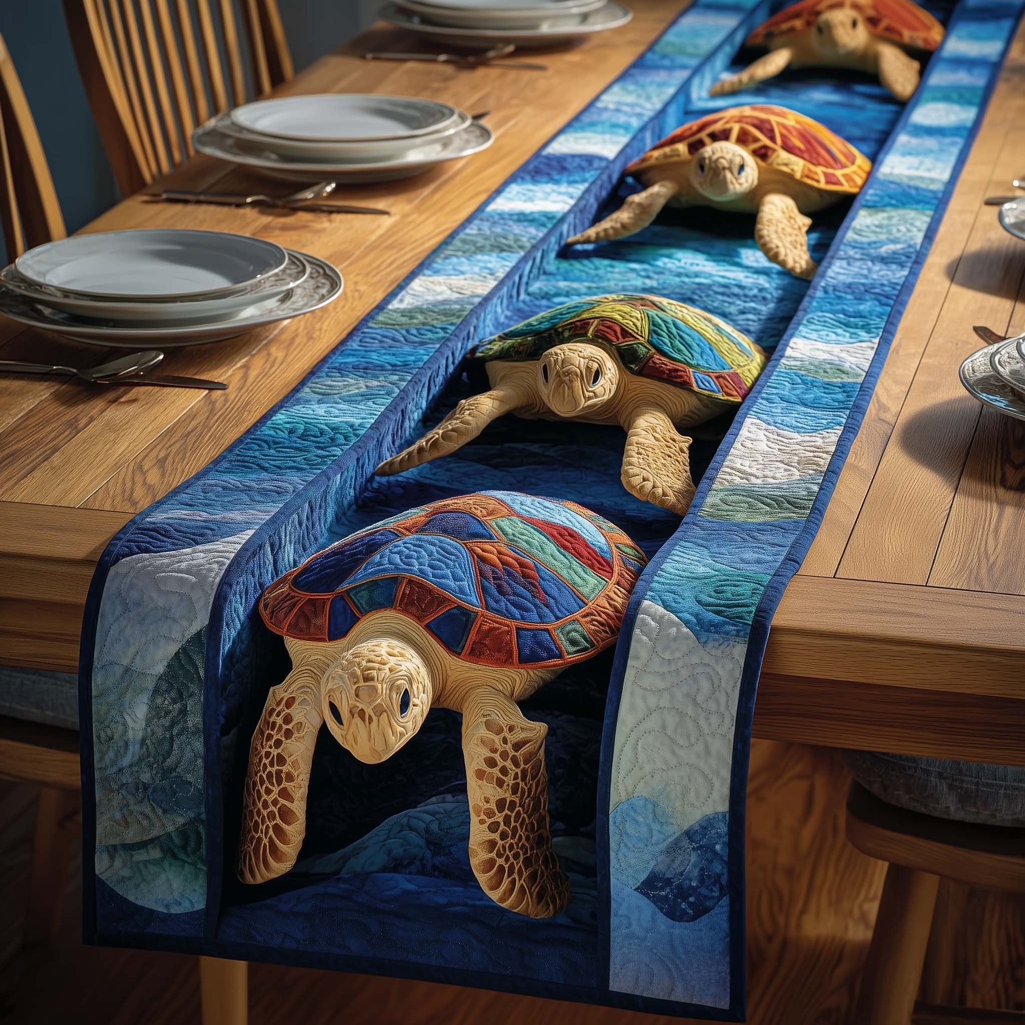 Stream Turtles Table Runner