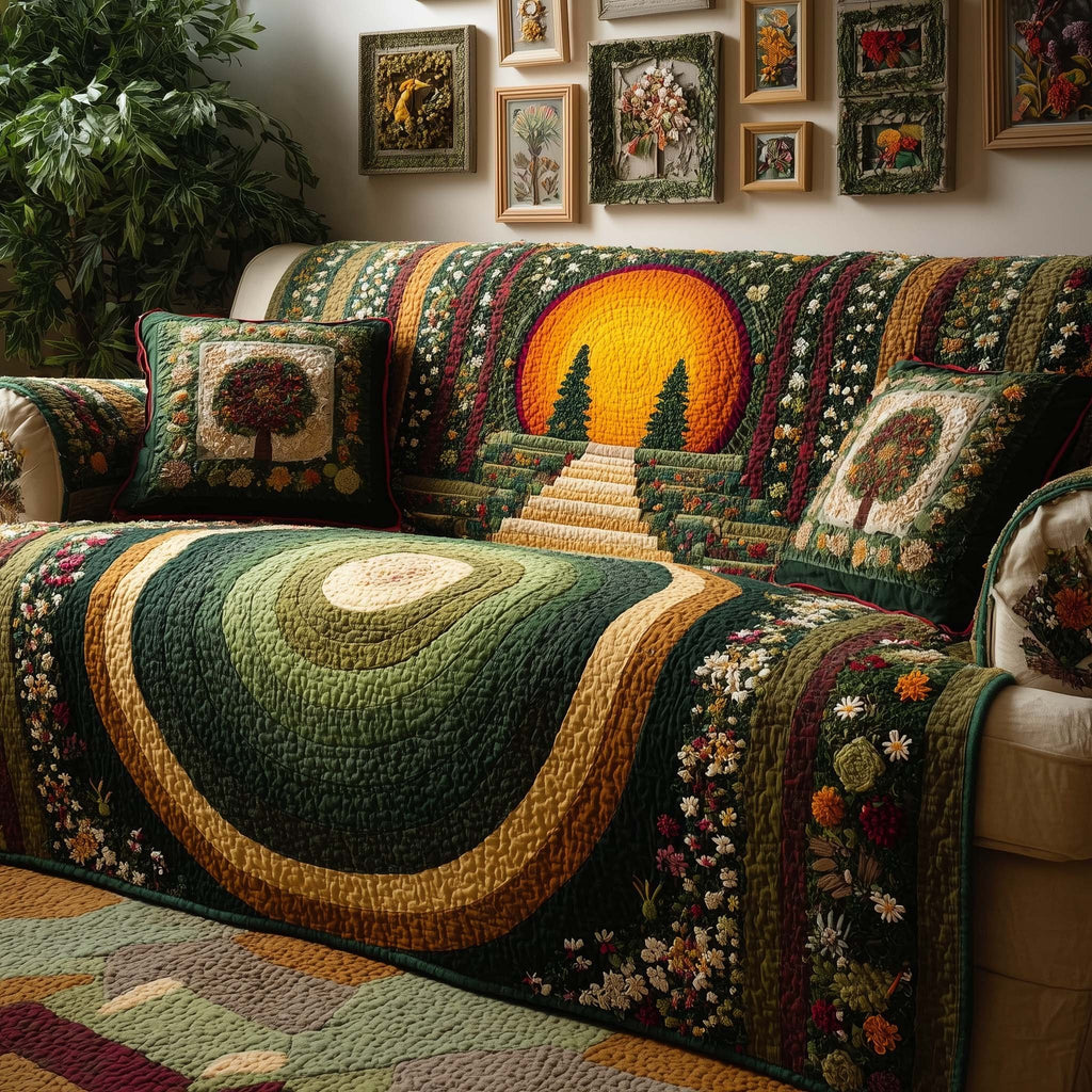 Sun Over the Green Rolling Hills Sofa Cover