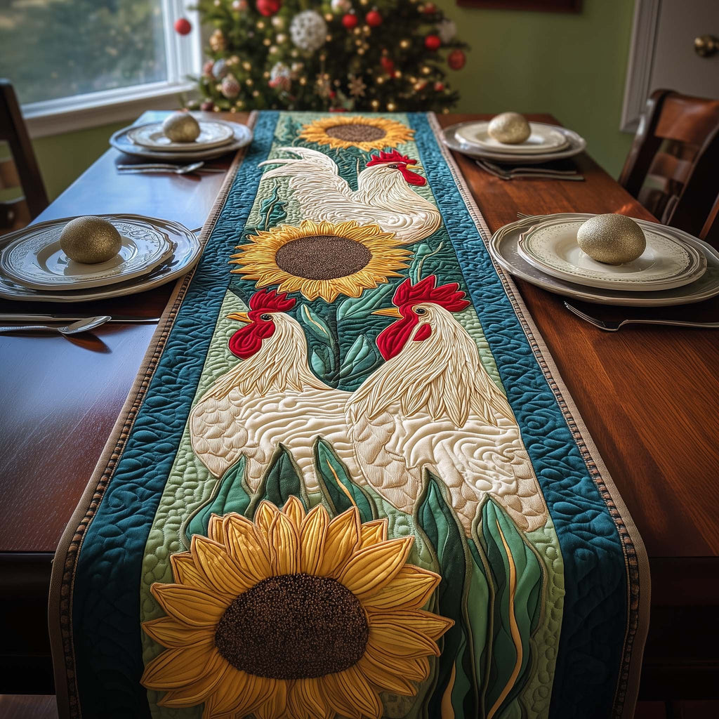 Rooster Sunflowers Table Runner