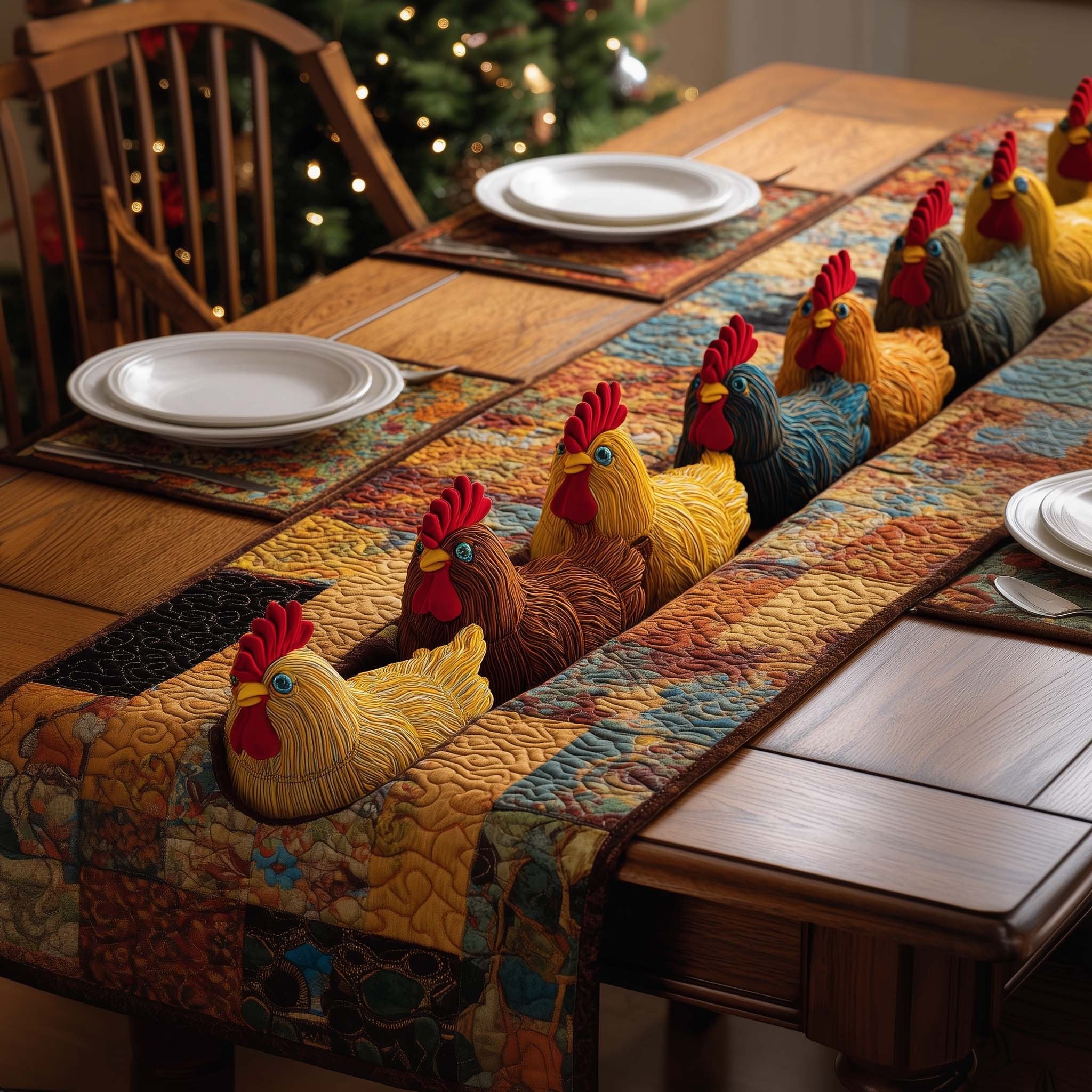 Parade Roosters Table Runner