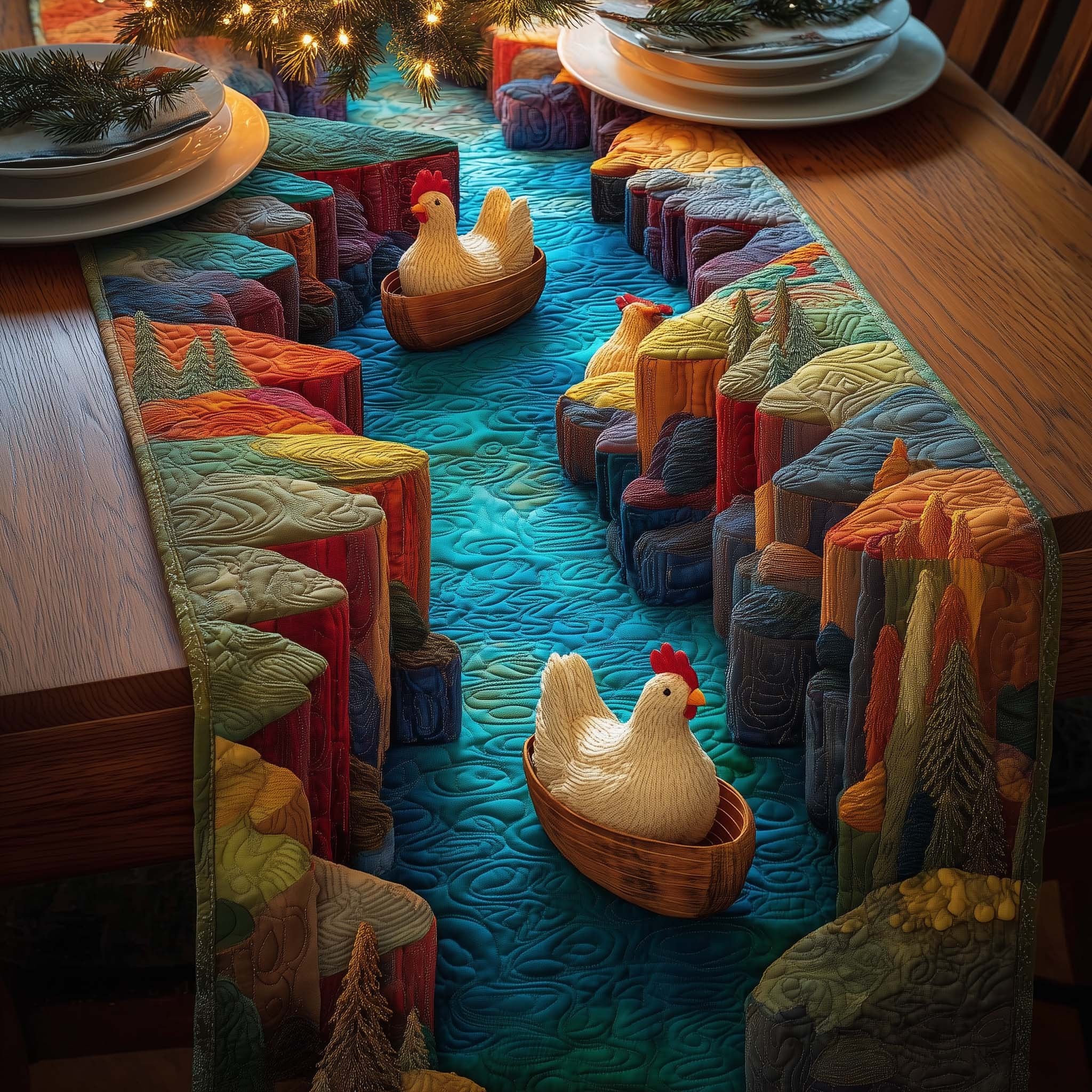 River Chickens Table Runner