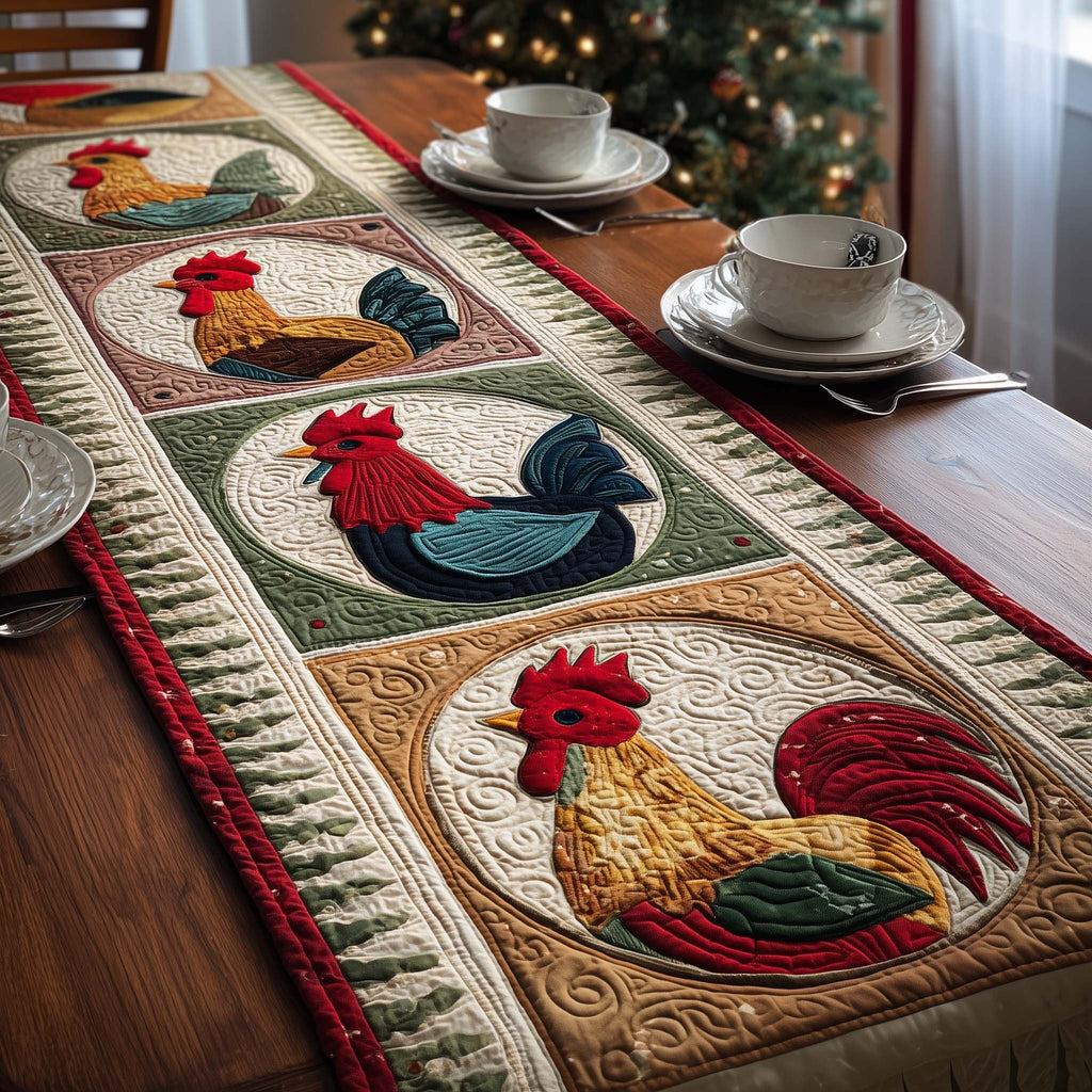 Circle Roosters Table Runner
