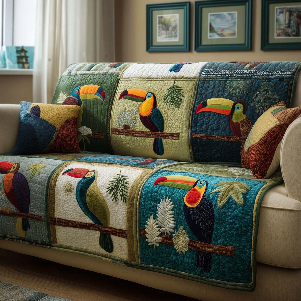 Patchwork Toucans Sofa Cover