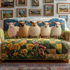 Sheep Above the Green and Gold Fields Sofa Cover