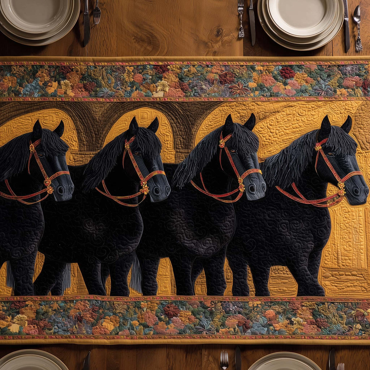 Regal Horses Table Runner
