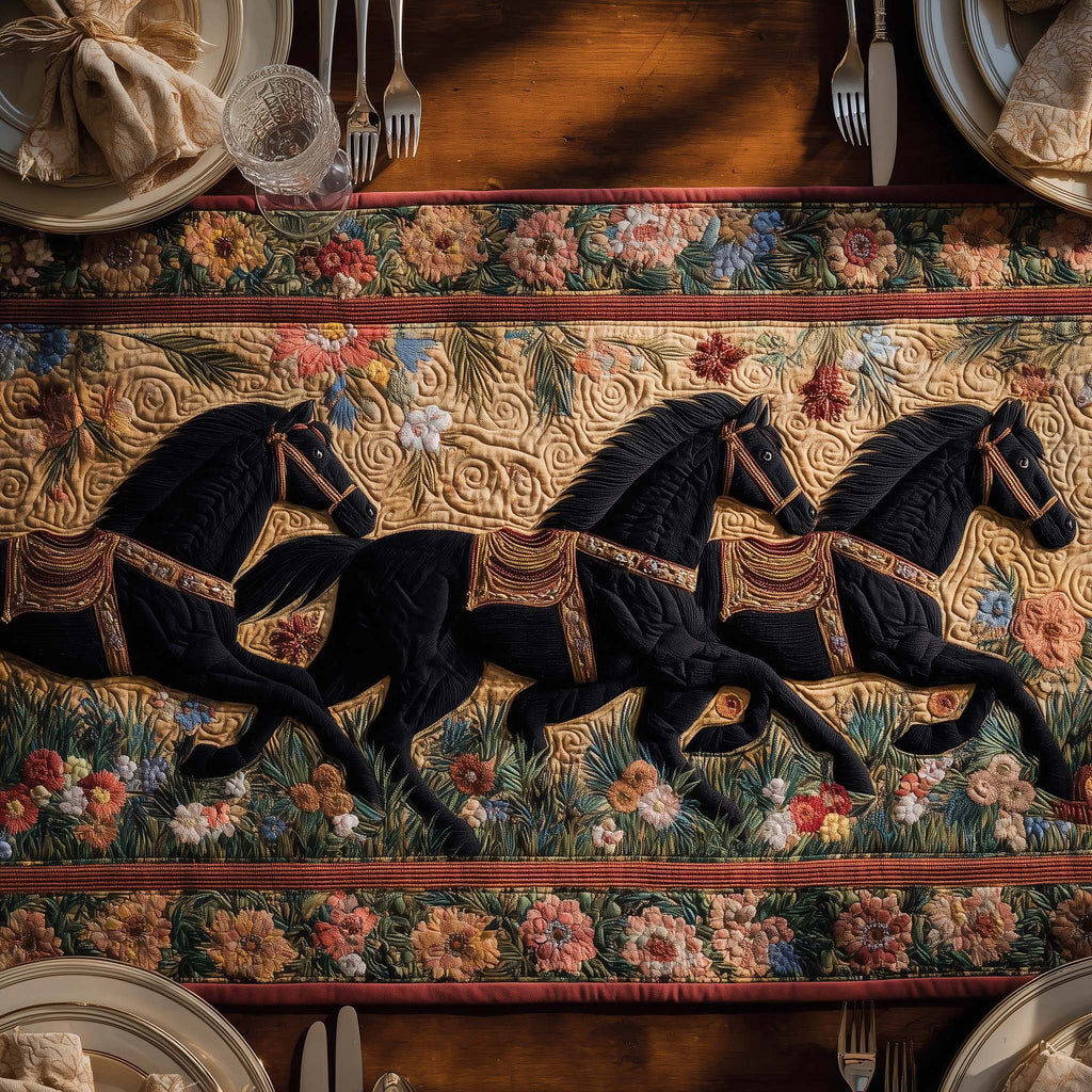 Floral Stallions Table Runner