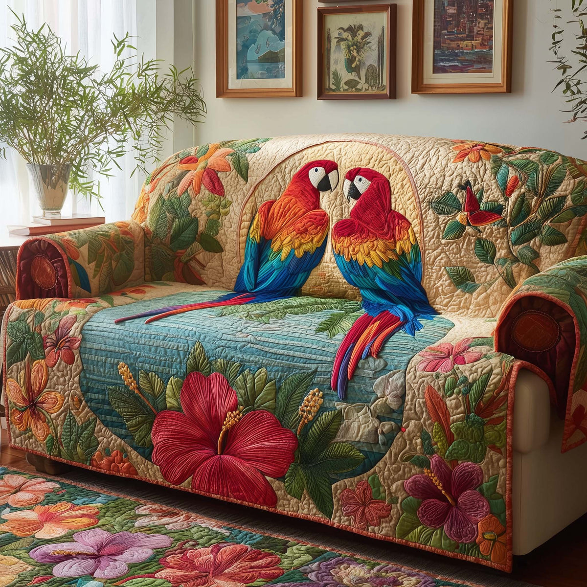 Lover Macaws Sofa Cover