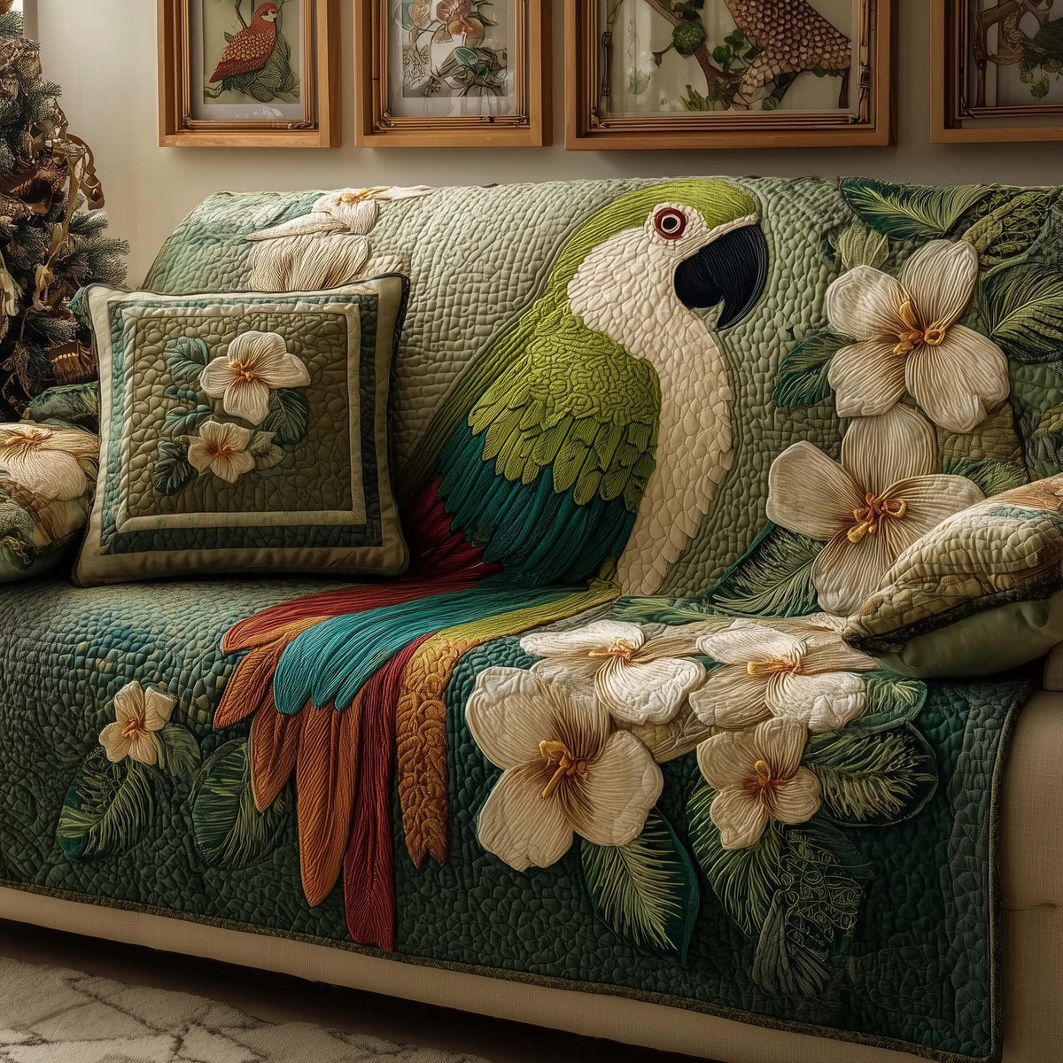 Emerald Parrot Sofa Cover