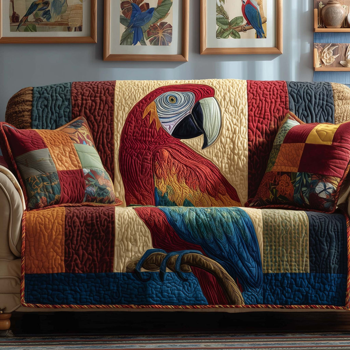 Patchwork Macaw Sofa Cover
