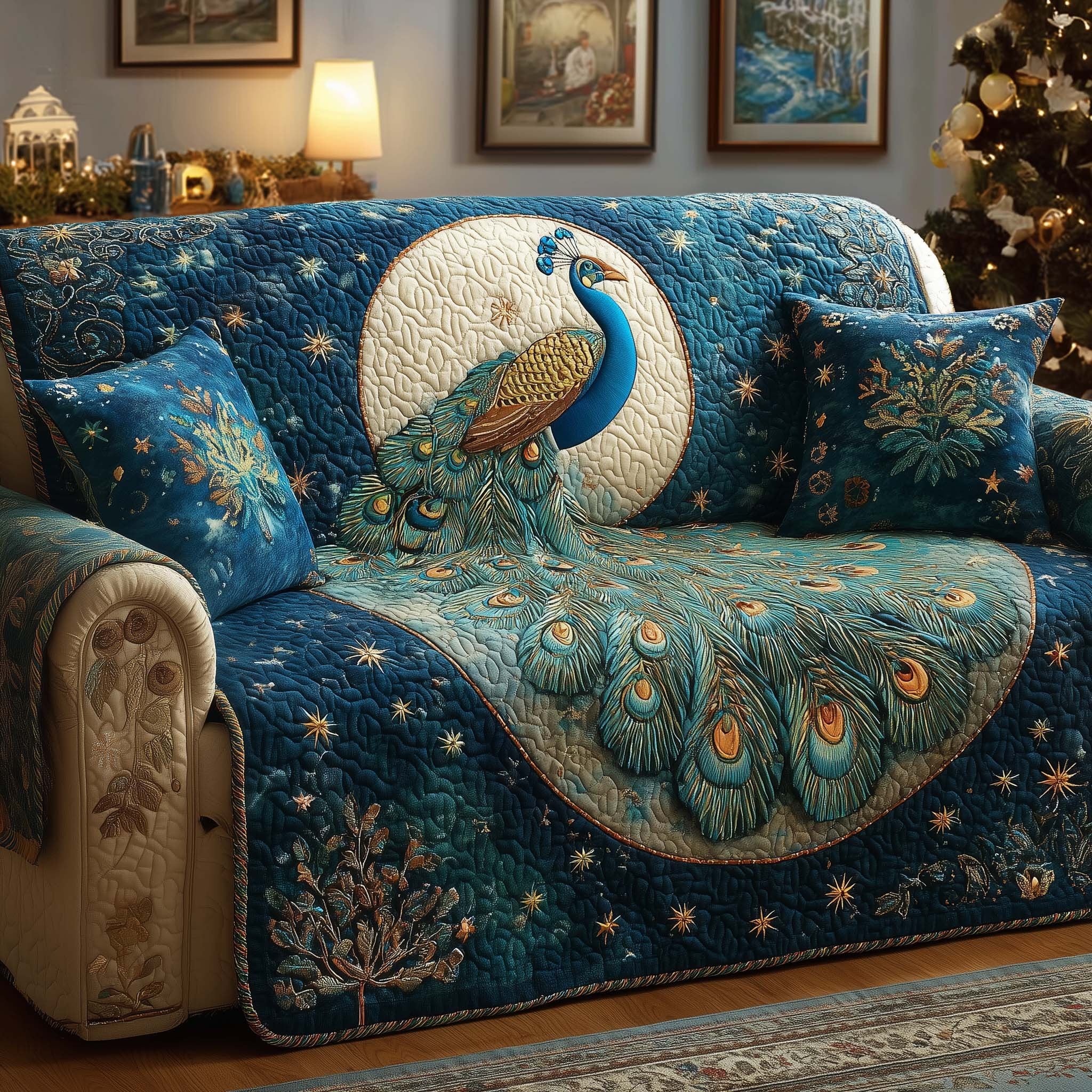 Moonlit Peacock Sofa Cover