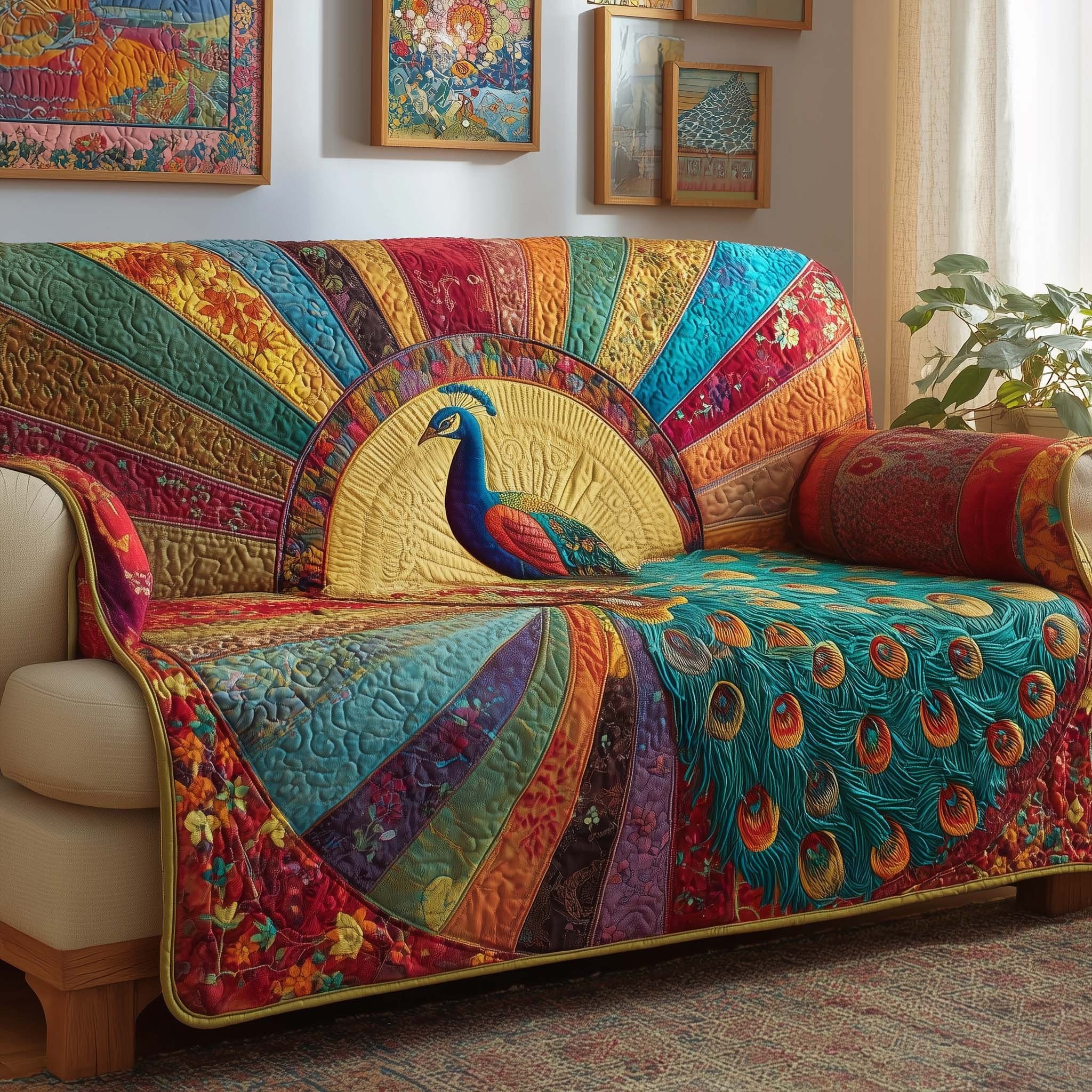 Sunrise Peacock Sofa Cover