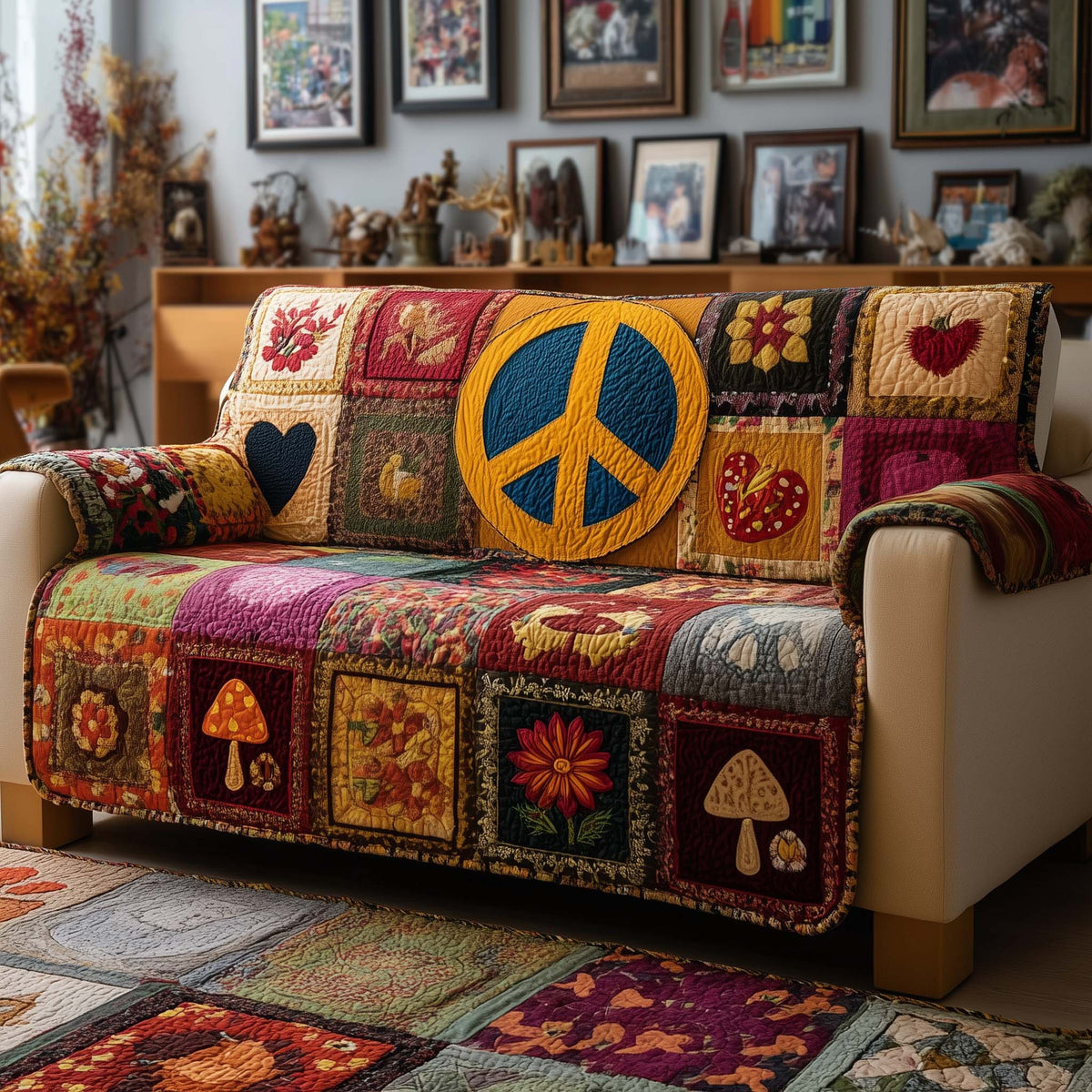Patchwork Peace Sofa Cover