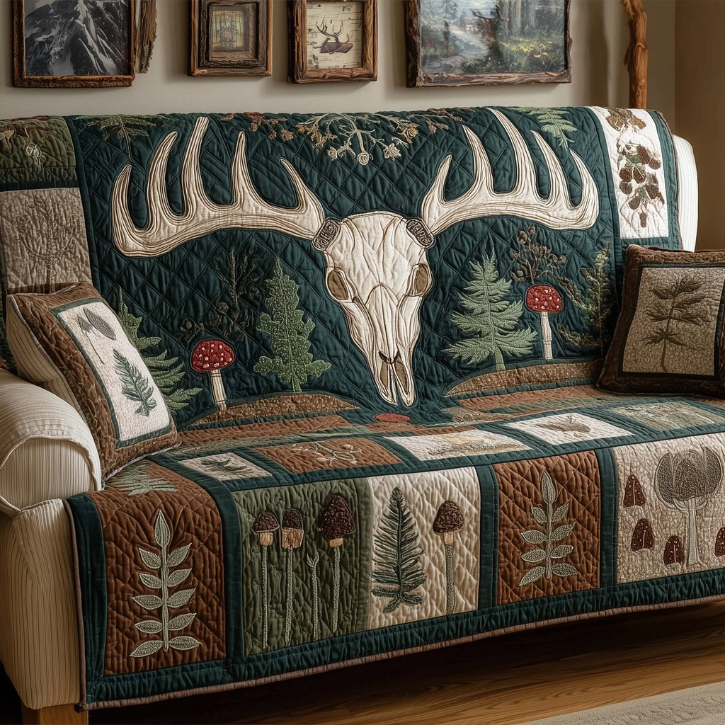 Teal Antlers Sofa Cover