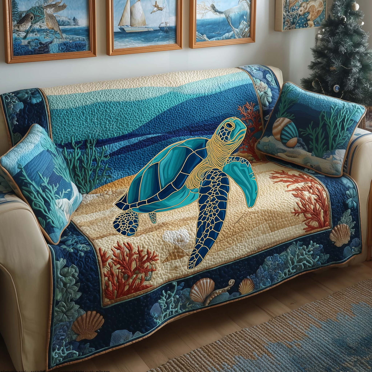 Nautical Turtle Sofa Cover