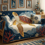 Great Sea Turtle and the Compass Rose Sofa Cover