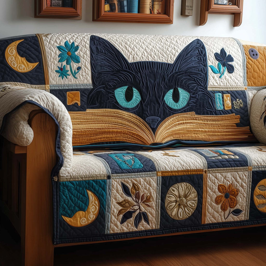 Glowing Cat Eyes Above the Book Sofa Cover