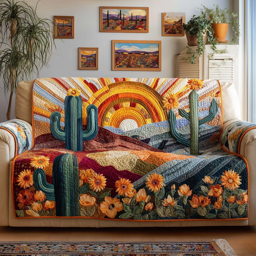 Cactus at the Rainbow Sunrise Sofa Cover