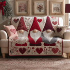 Gnomes with Hearts in Pink and Red Sofa Cover