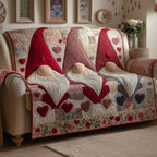 Valentine Gnomes with Red Hearts Sofa Cover