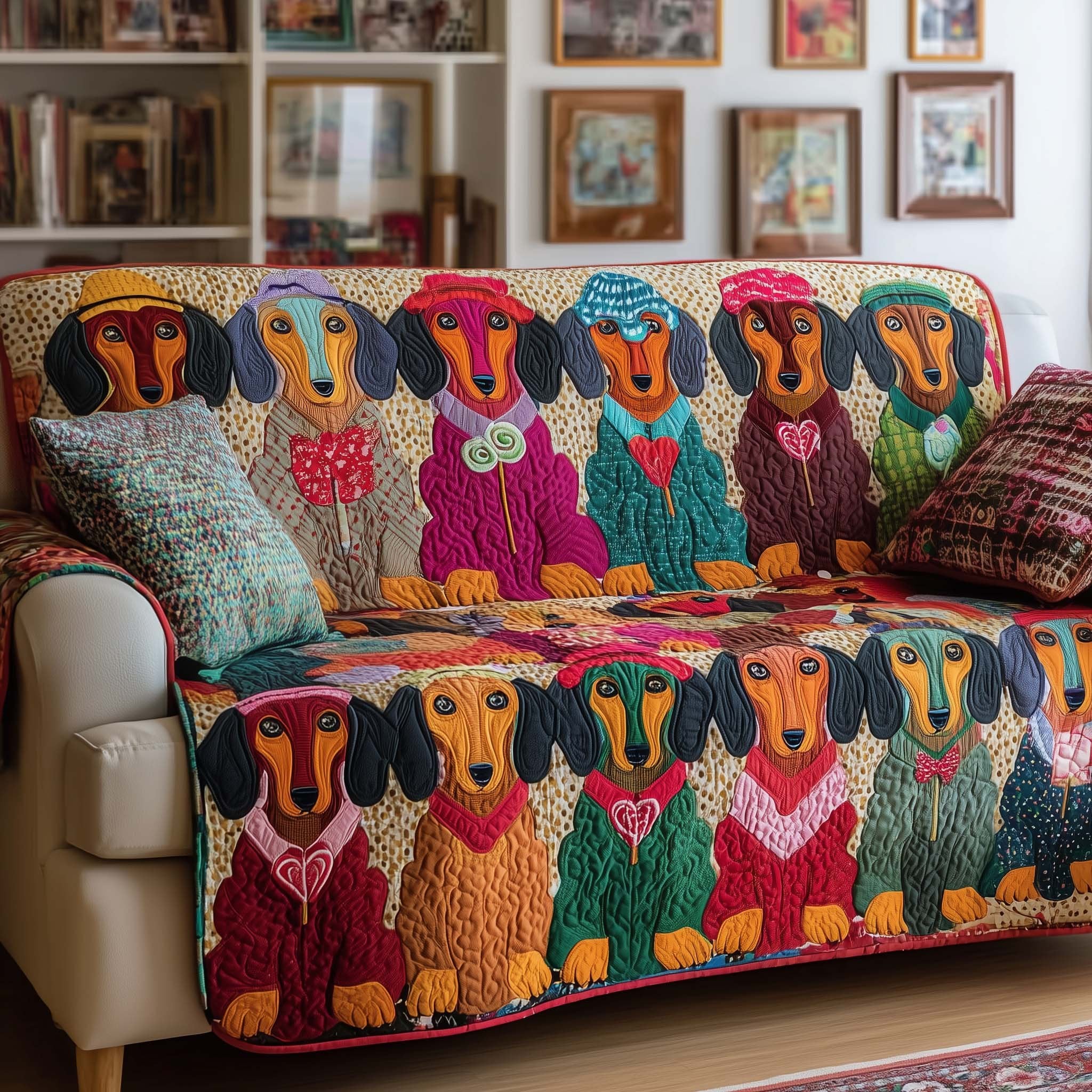 Candy Dachshund Sofa Cover