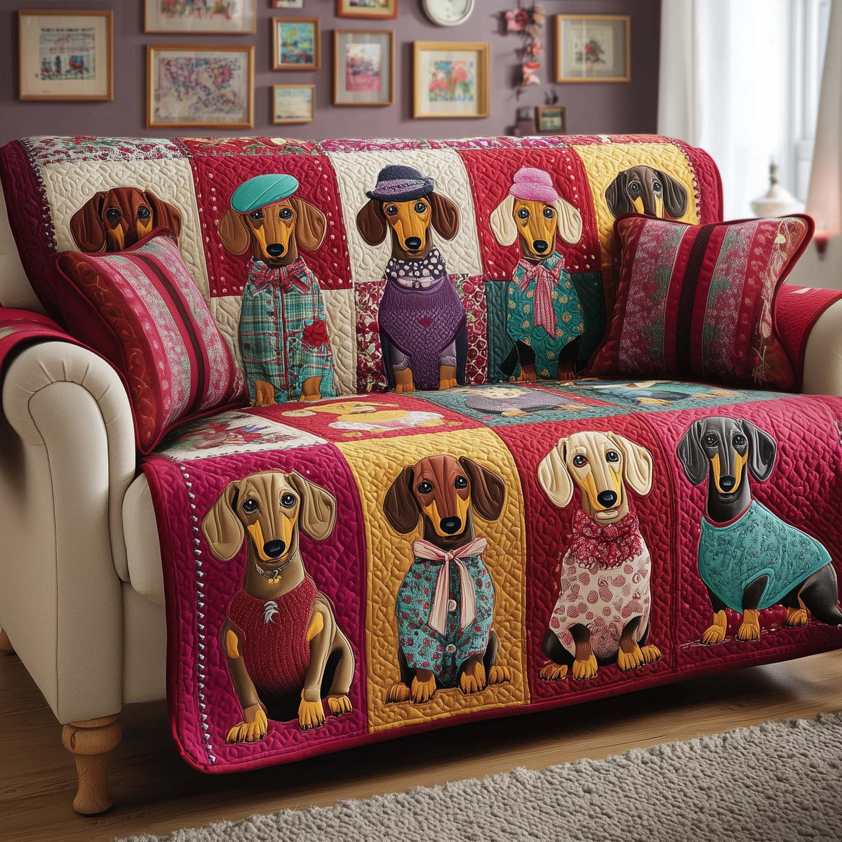 Patchwork Dachshund Sofa Cover