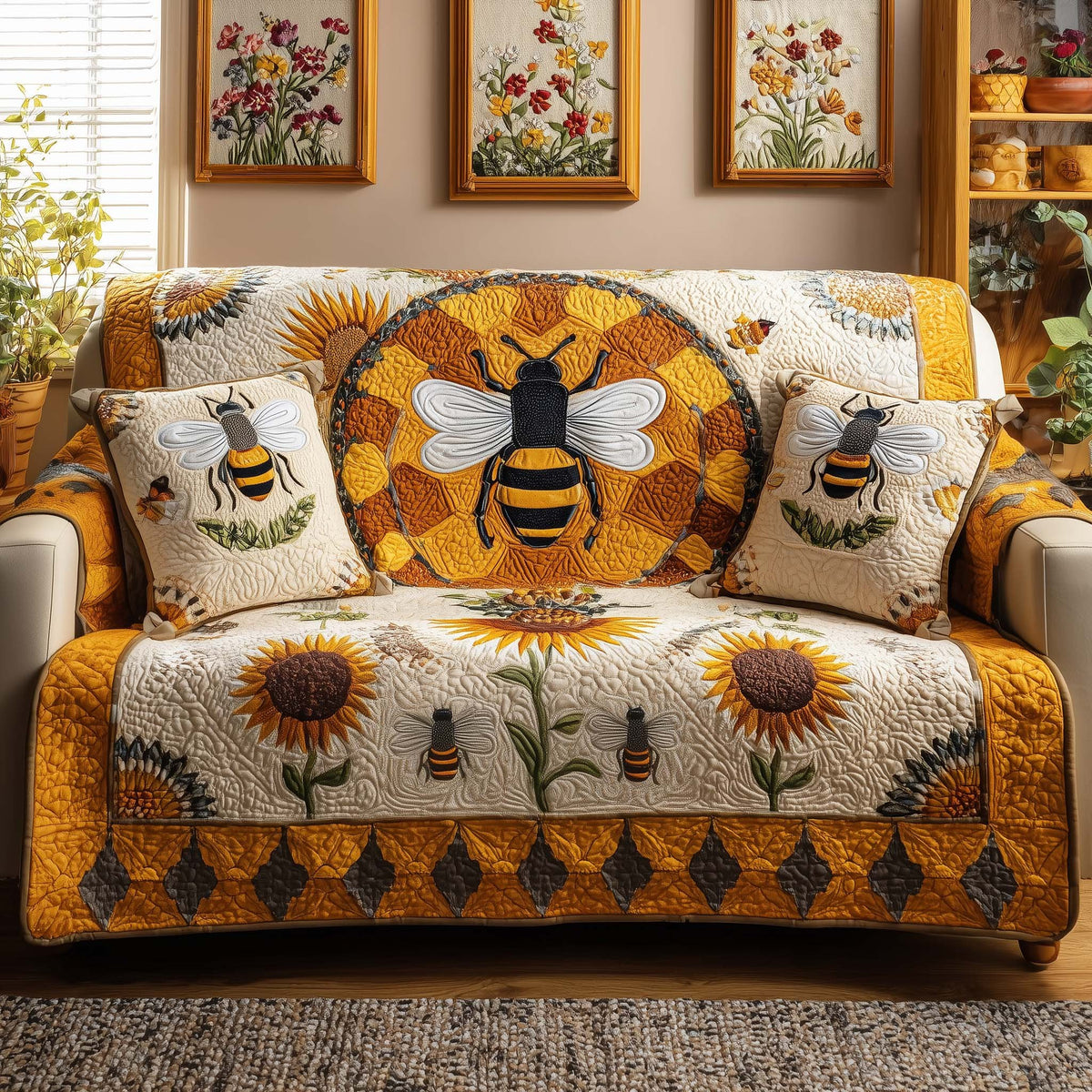 Honey Sunflower Sofa Cover