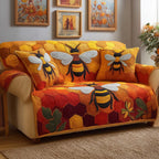 Bumblebees on Orange and Gold Sofa Cover
