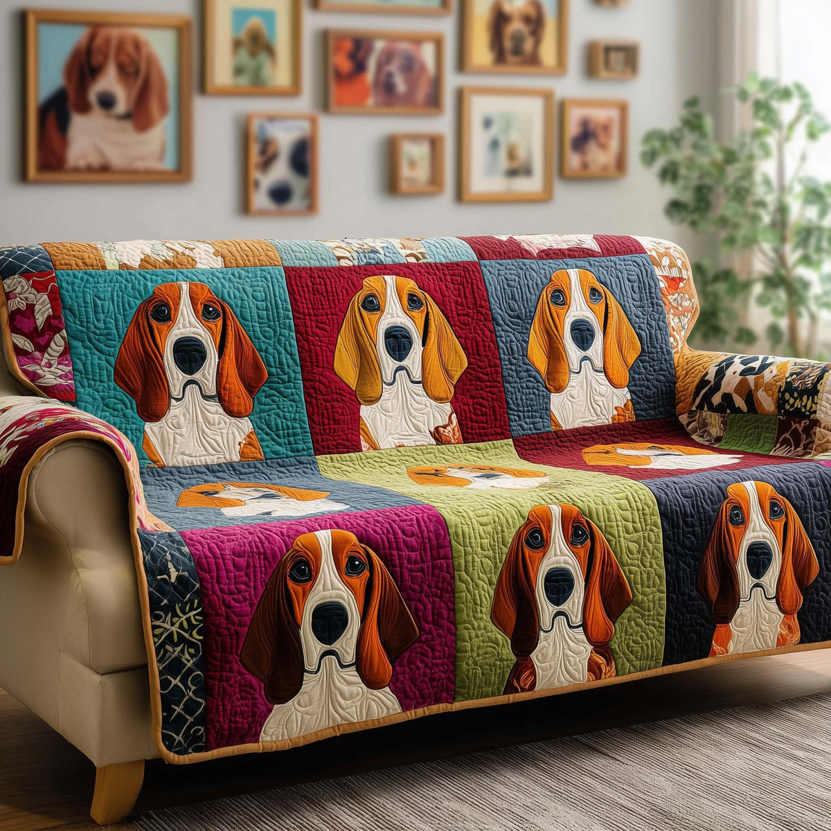 Colorful Basset Sofa Cover