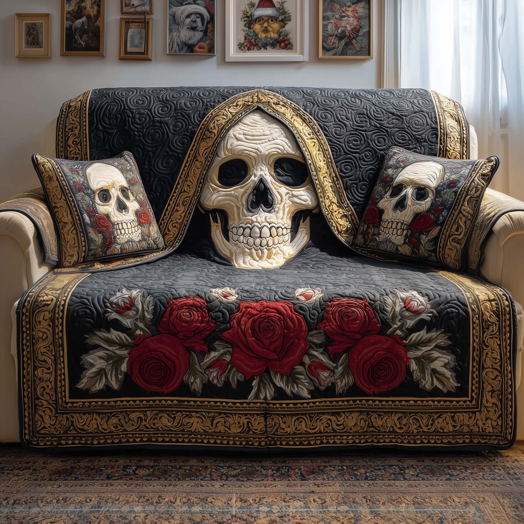 Hooded Skull Sofa Cover