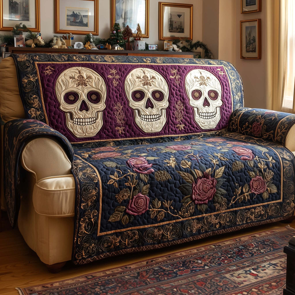 Floral Skull Sofa Cover