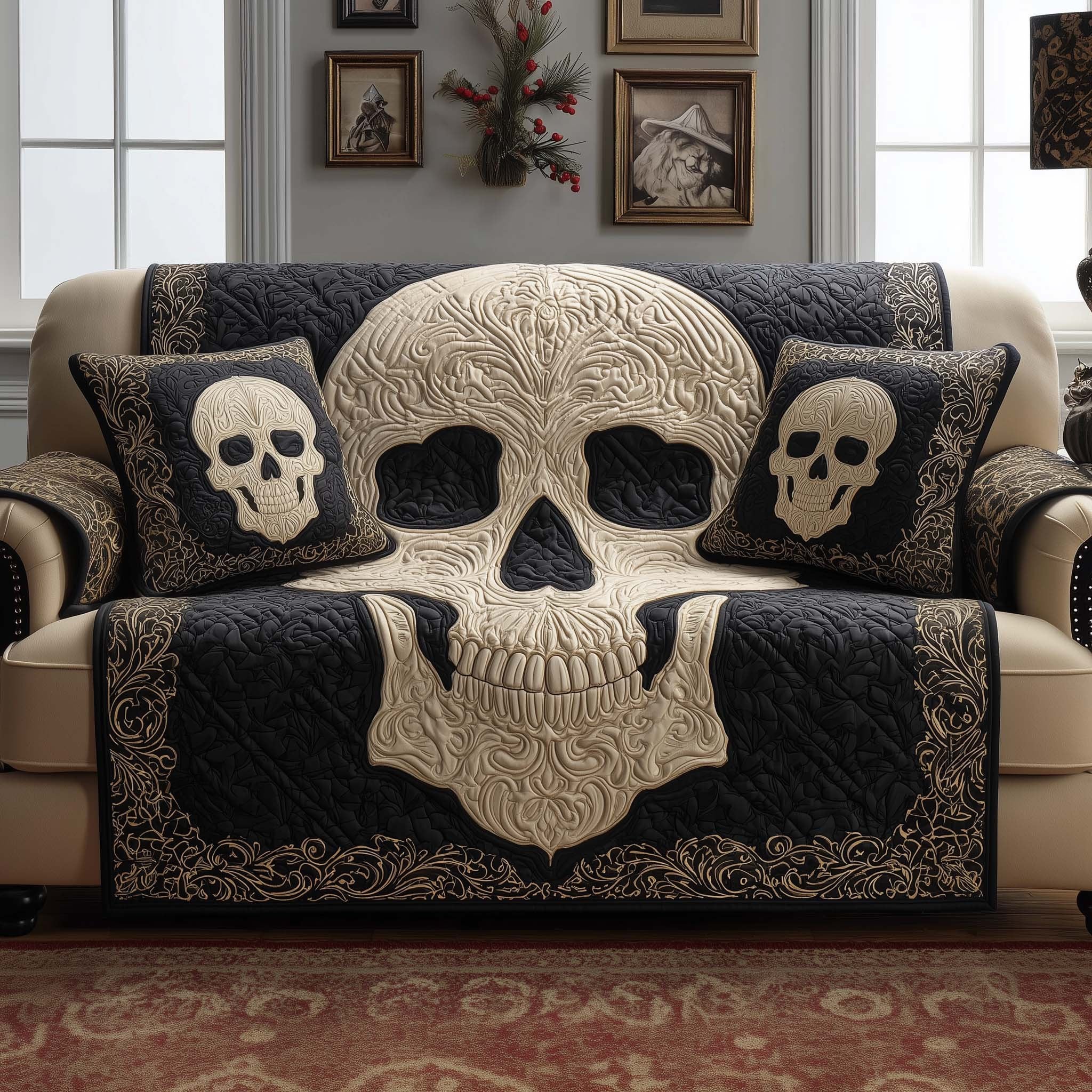 Ivory Skull Sofa Cover