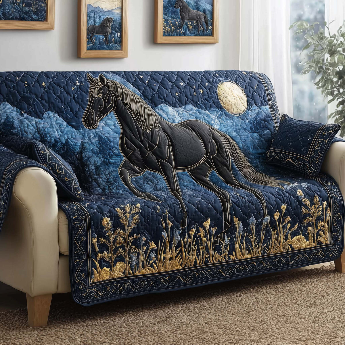 Midnight Stallion Sofa Cover