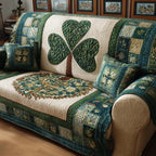 Shamrock on Green Garden Blocks Sofa Cover