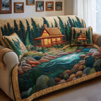 Cabin Beside the Winding Stream Sofa Cover