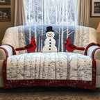 Snowman and Cardinals in the Birch Wood Sofa Cover