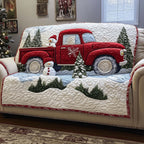 Red Pickup Truck in the Deep Snow Sofa Cover