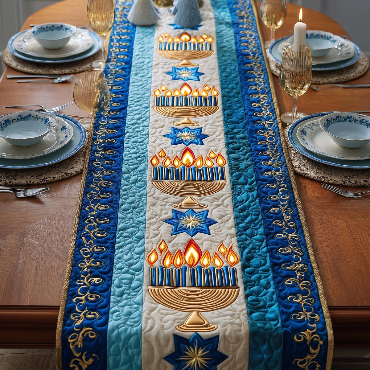 Ceremonial Menorah Table Runner