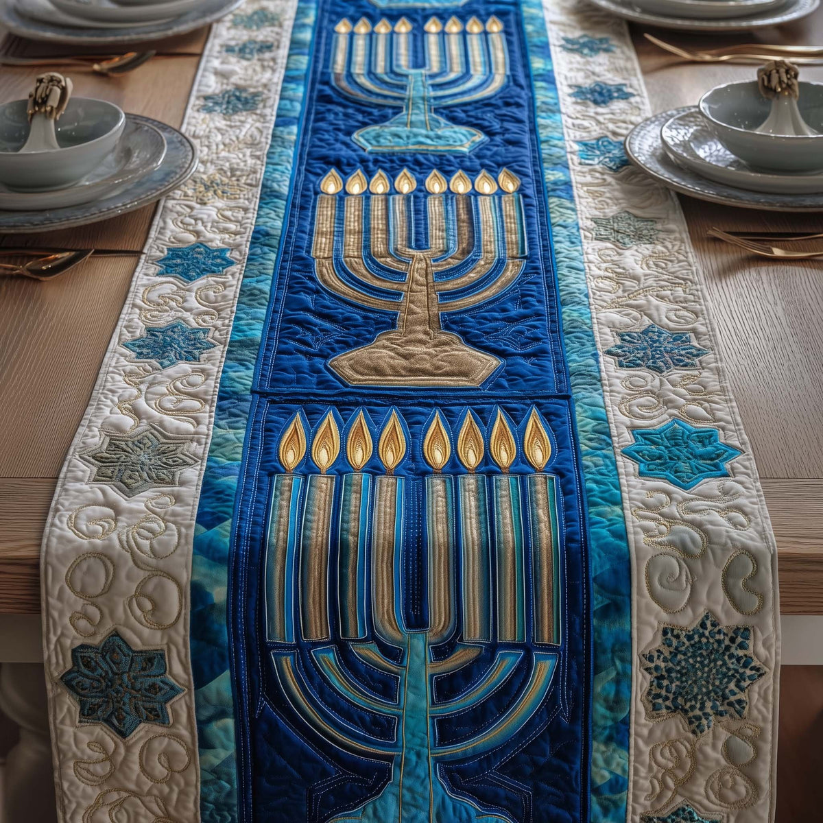 Classic Menorah Table Runner