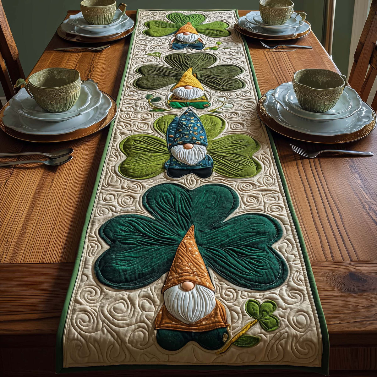 Clover Gnome Table Runner