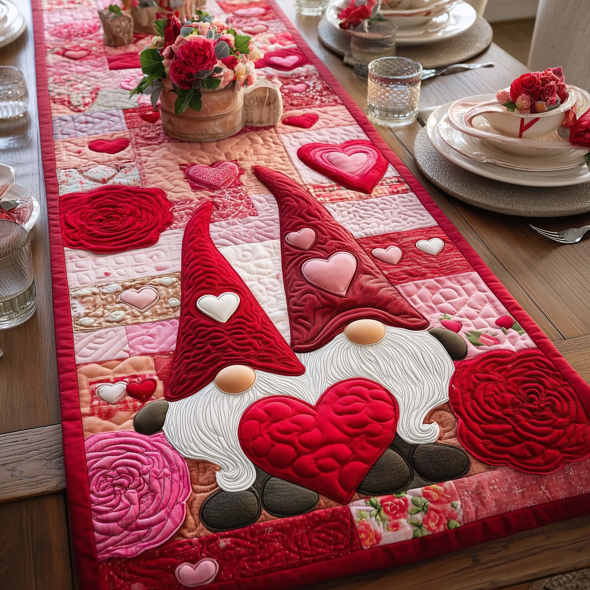 Heart Gnomes Table Runner