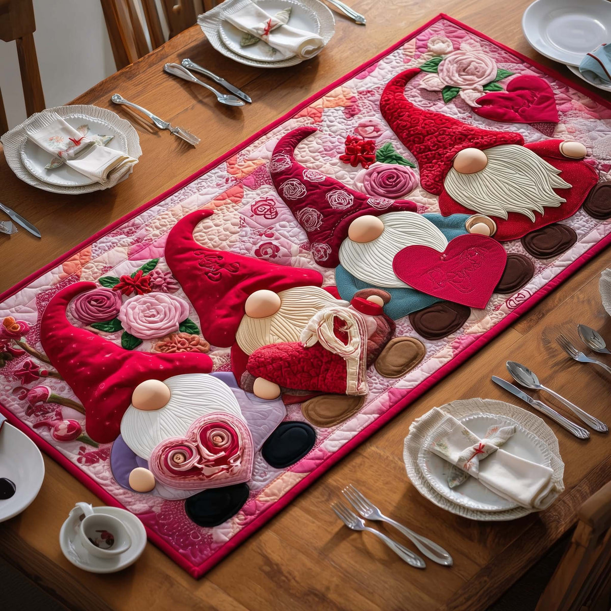Cupid Gnomes Table Runner